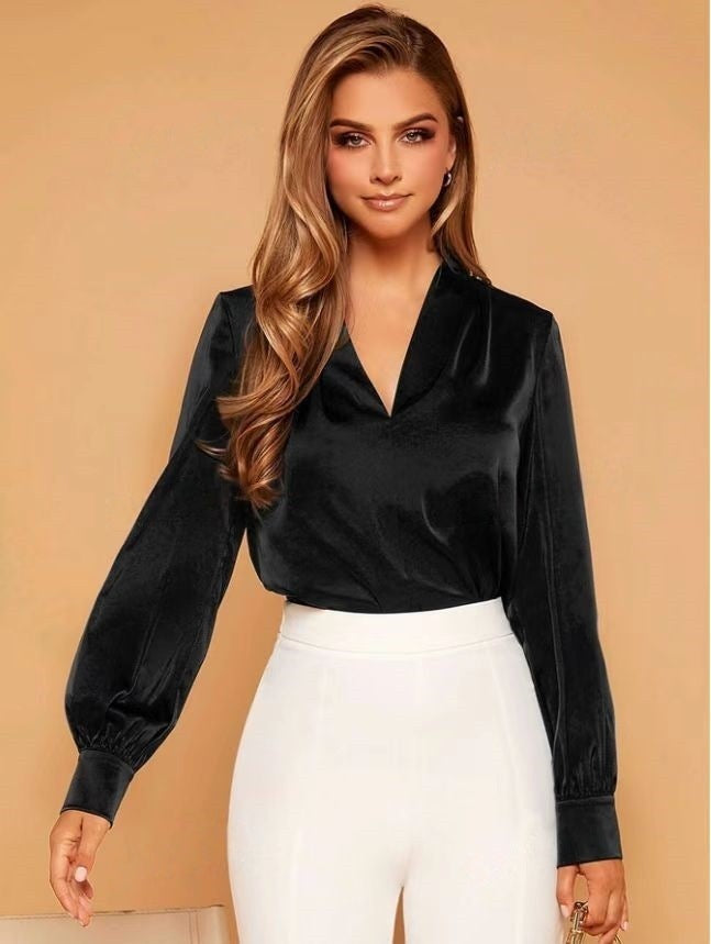 Chemise à Manches Longues en Satin