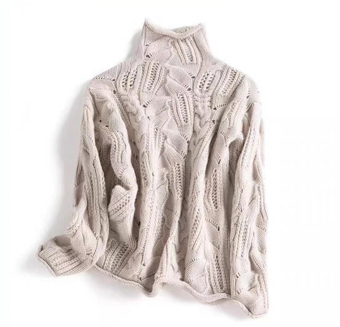 Pull à Col Montant Semi-Haut Ajouré