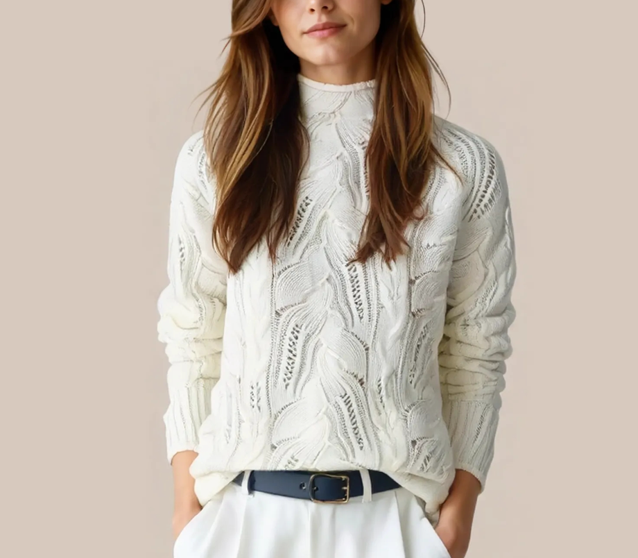 Pull à Col Montant Semi-Haut Ajouré