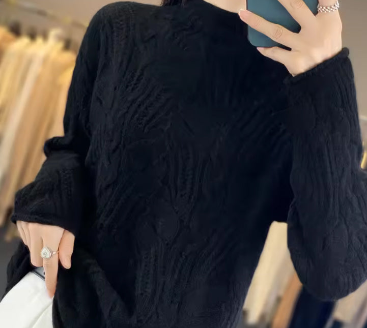 Pull à Col Montant Semi-Haut Ajouré