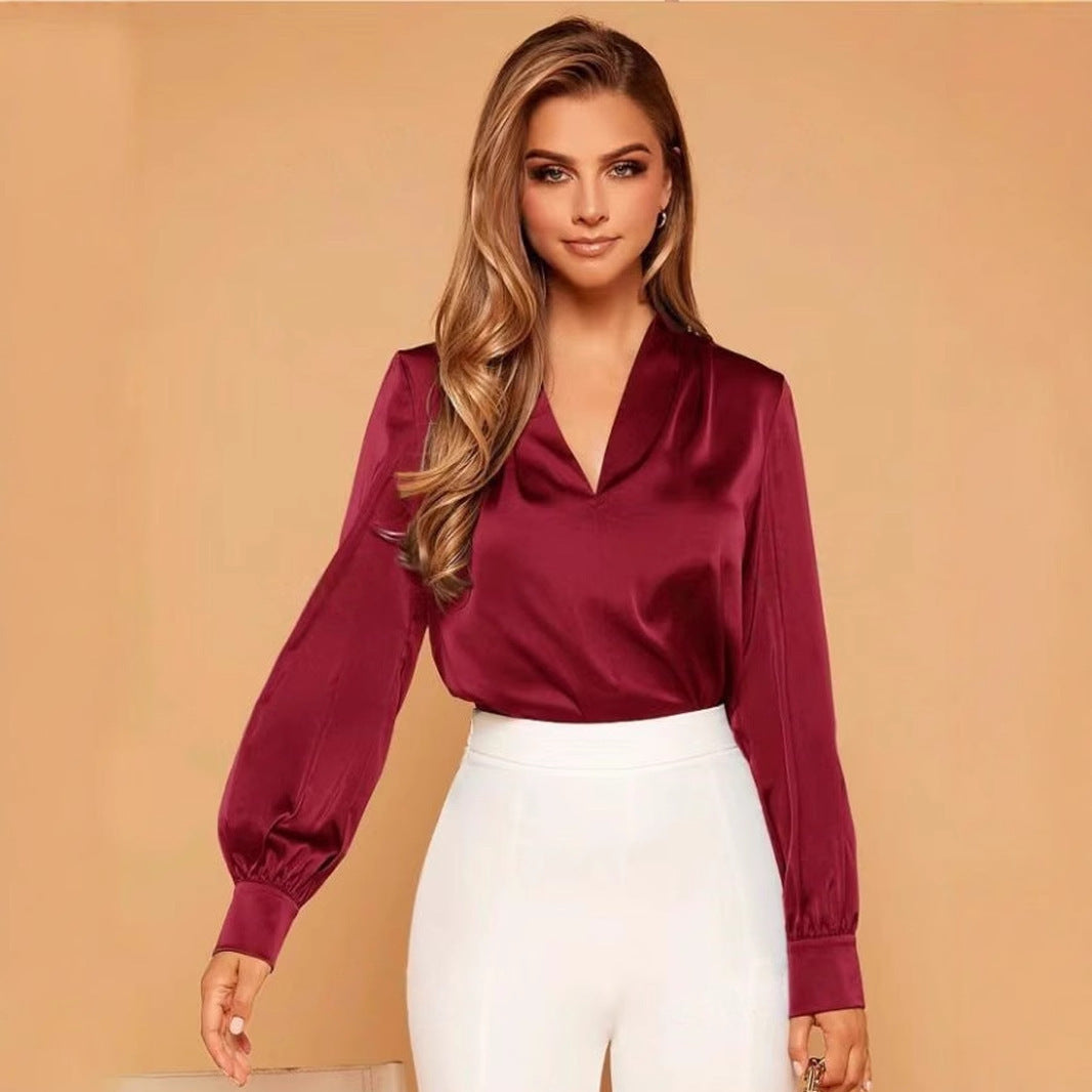Chemise à Manches Longues en Satin