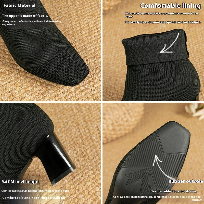 Bottes chaussettes tricotées à talon