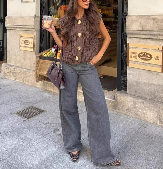 Gilet tricoté sans manches