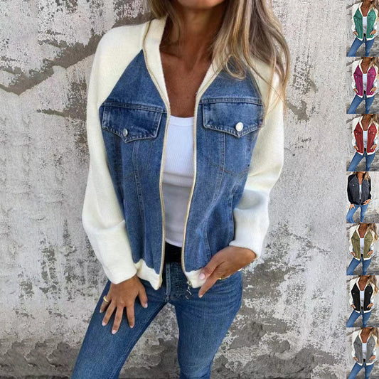 Veste ALORA en Jean Patchwork à Capuche