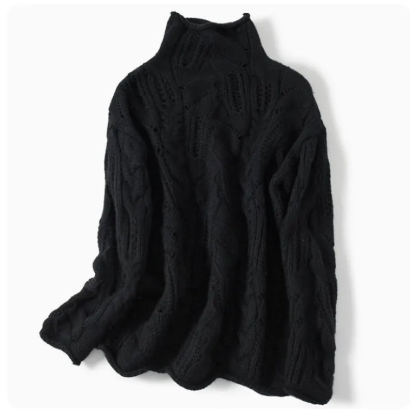 Pull à Col Montant Semi-Haut Ajouré