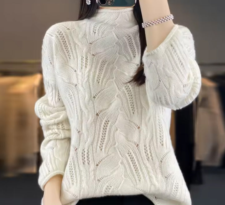 Pull à Col Montant Semi-Haut Ajouré