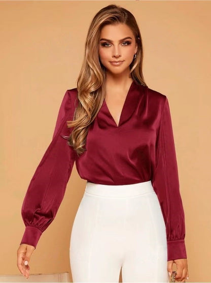 Chemise à Manches Longues en Satin