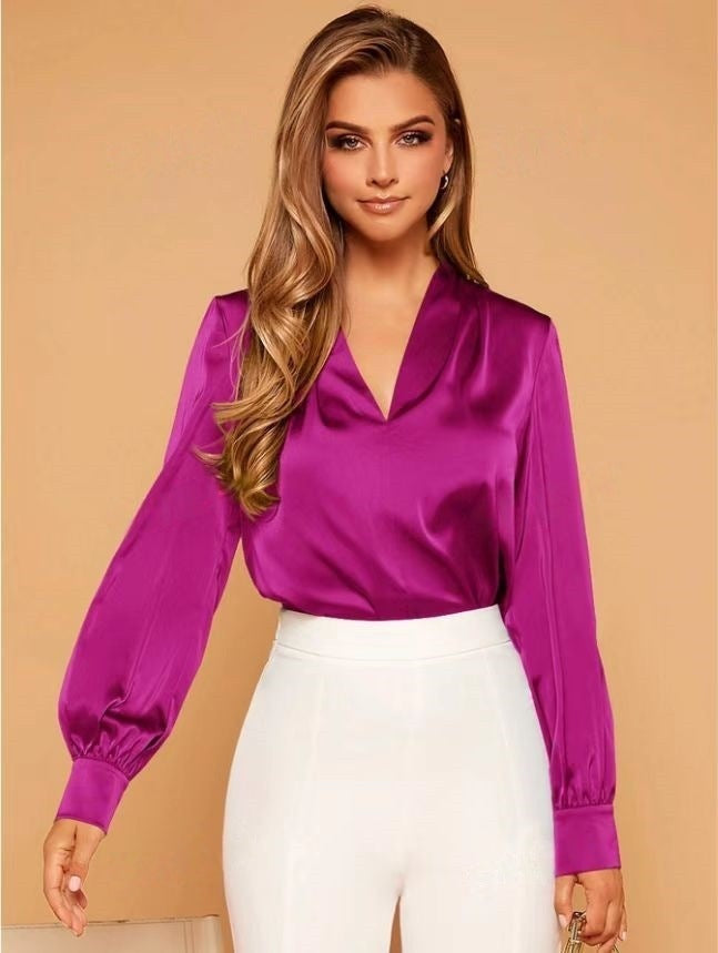 Chemise à Manches Longues en Satin